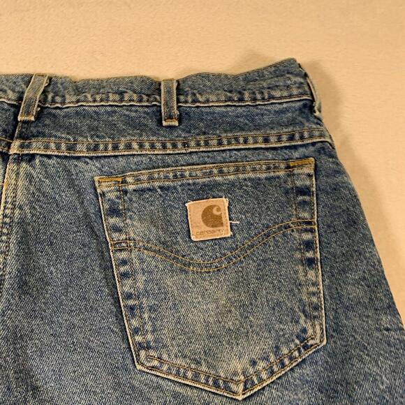VTG 90s Carhartt‎ Jeans Mens Size 38" Waist Relaxed Fit Blue Denim Flannel Lined - Picture 3 of 16